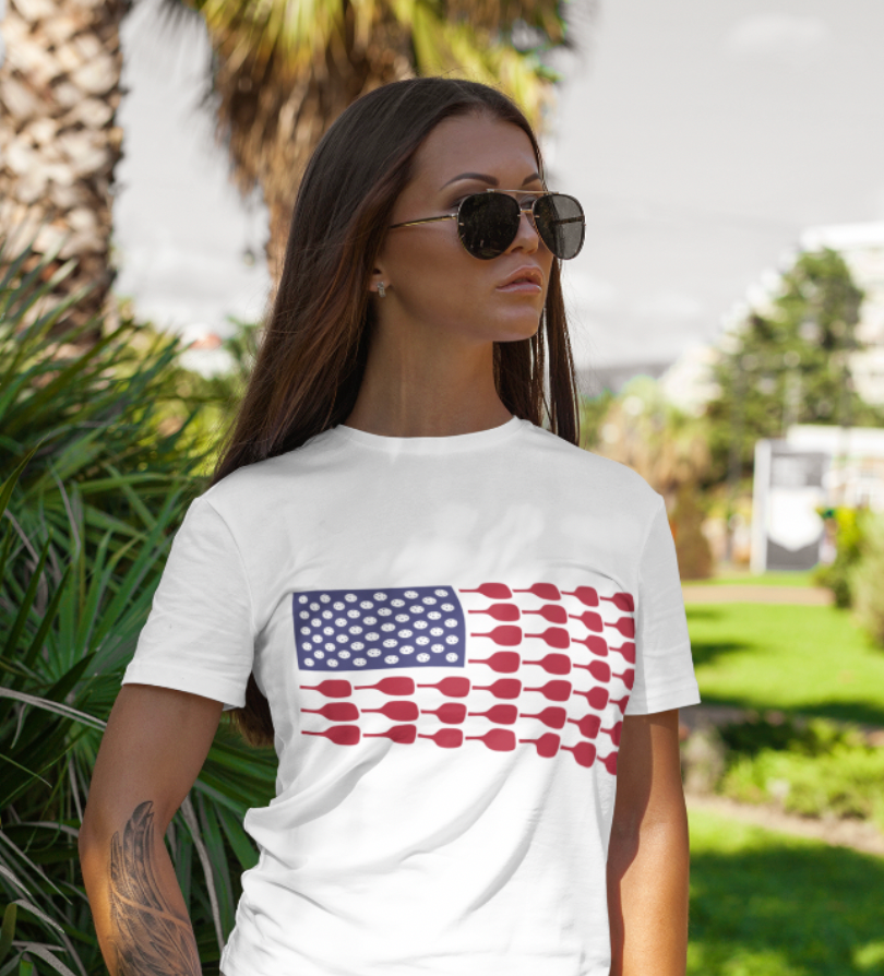 Pickleball US Flag Women's Short Sleeve T-Shirt