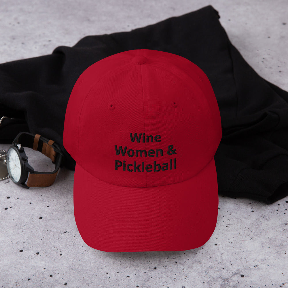 Wine Women & Pickleball Embroidered Dad hat