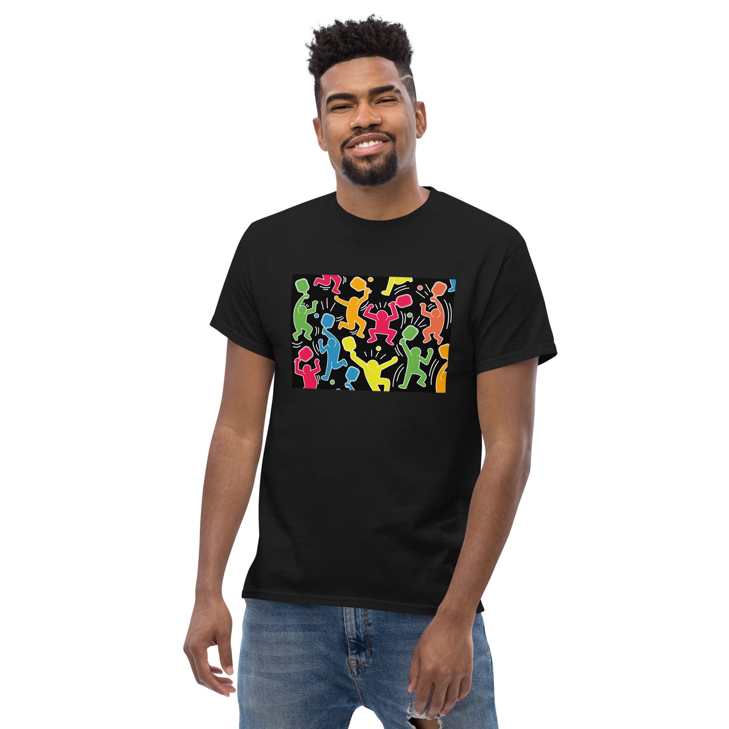 Dancing Paddles Homage to Haring Pickleball Men's Classic Tee