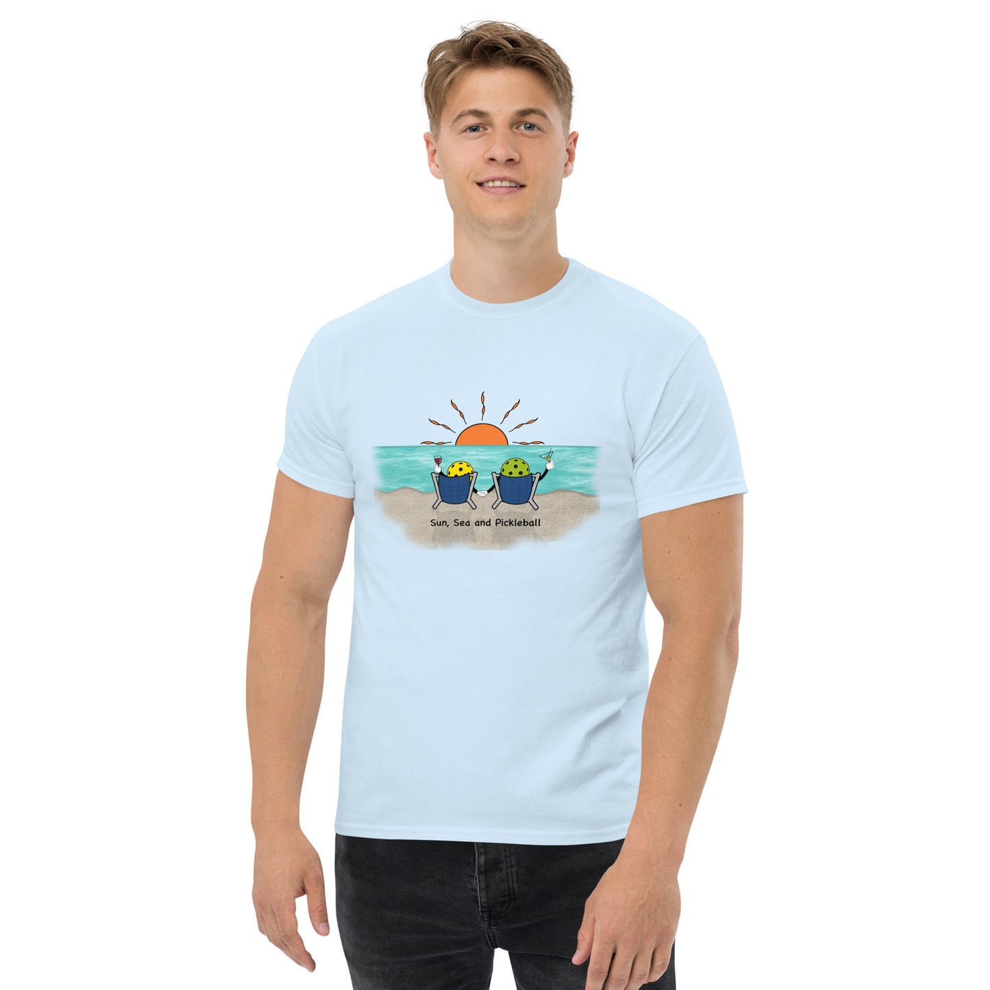 Sunset Sea and Pickleball Men's Classic Tee - Hotstuff Pickleball