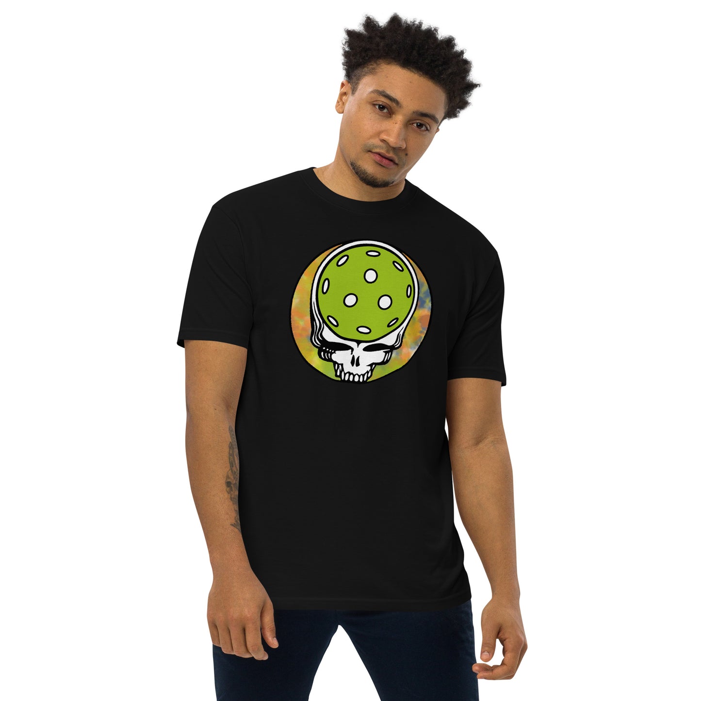 Tie Dyed Pickleball Dead Skull Men’s Premium Heavyweight Tee