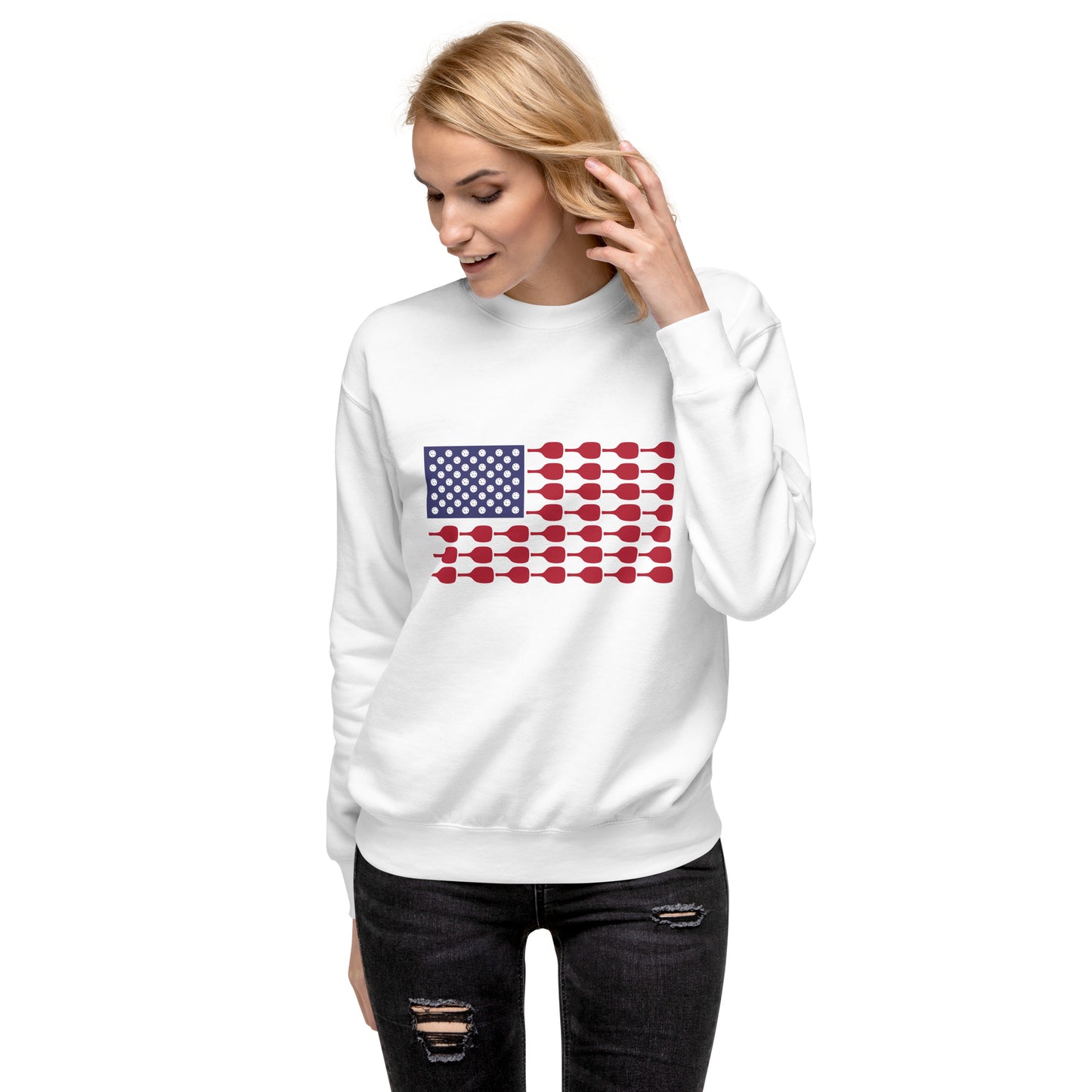 Pickleball Flag Unisex Premium Sweatshirt - Hotstuff Pickleball