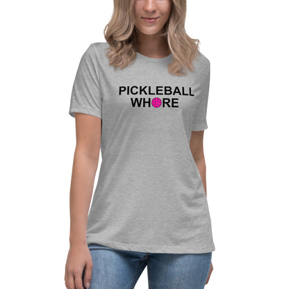 Pickleball Whore Women's Relaxed T-Shirt with Pink Ball