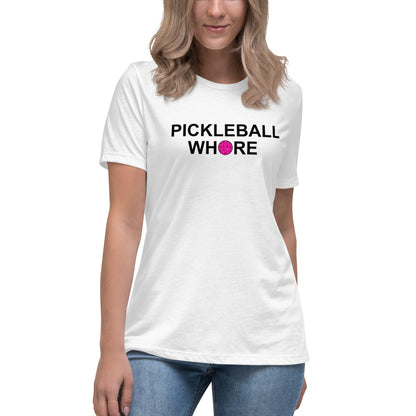 Pickleball Whore Women's Relaxed T-Shirt with Pink Ball