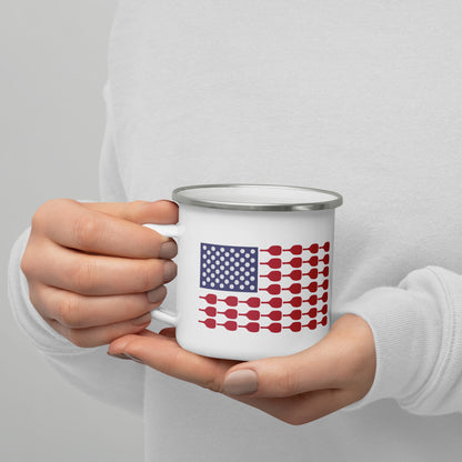 US Flag Pickleball Enamel Mug - Hotstuff Pickleball