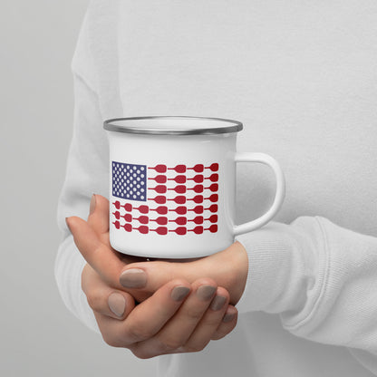 US Flag Pickleball Enamel Mug - Hotstuff Pickleball