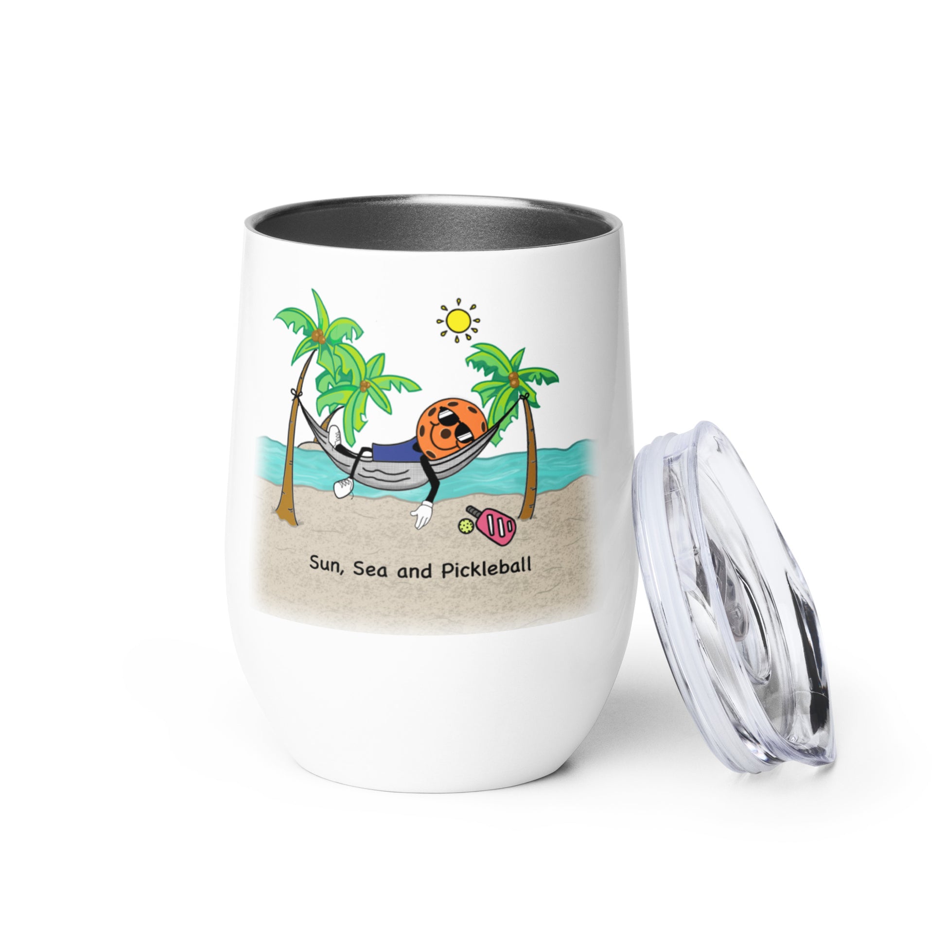 Sun, Sea and Pickleball Wine Tumbler - Hotstuff Pickleball